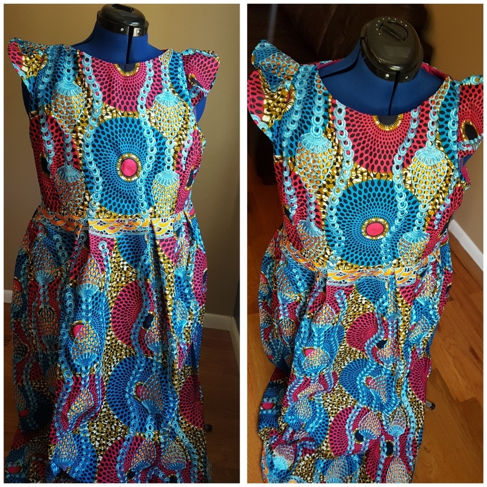 Embroidered African Prints Dress